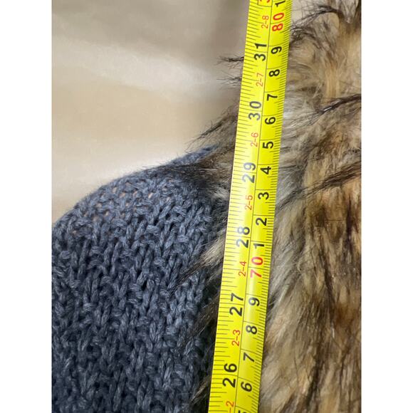 Joie Wool Yak Faux Fur Cozy Sweater Open Cardigan Gray Size Small - Picture 4 of 6